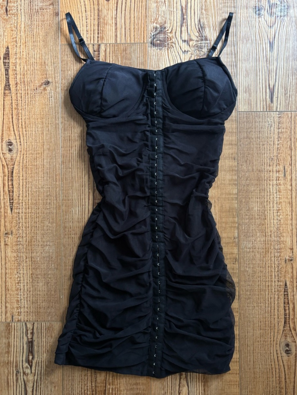 Black Ruched Bodycon Dress